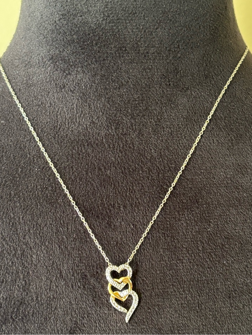 985 Two-Tone Heart Pendant Necklace - Gold & Sterling Silver